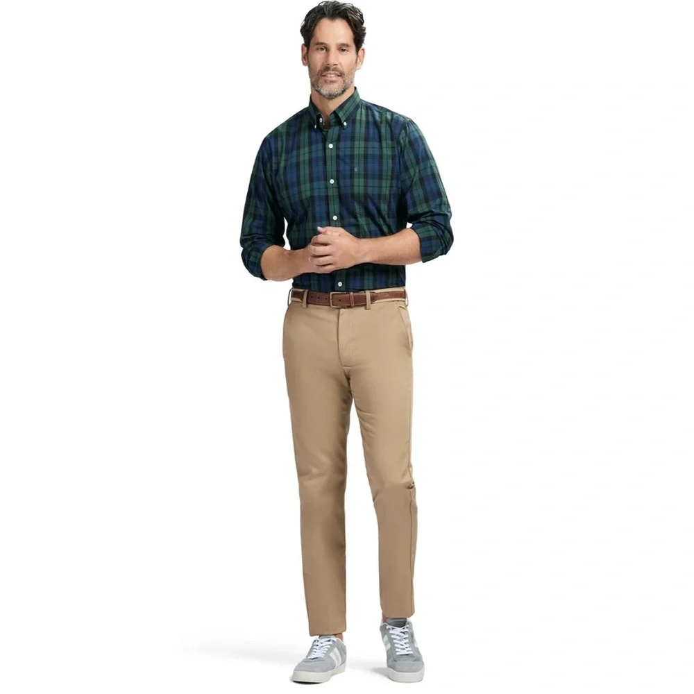 Izod Green Blue Plaid Casual Shirt